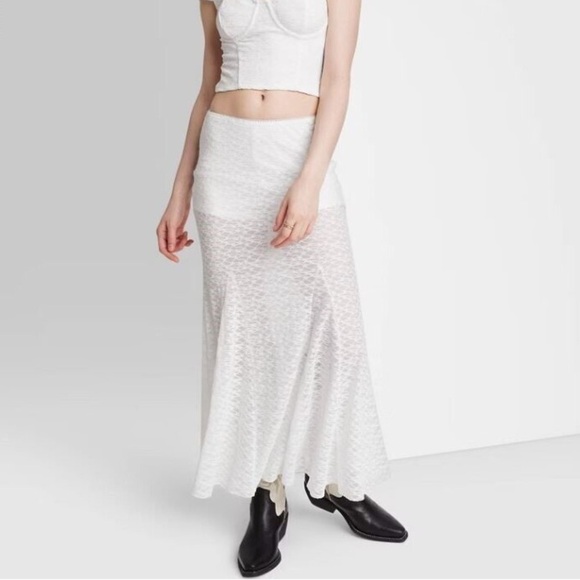 Wild Fable Target Lace Maxi Skirt Sheer White Western Women’s XXL - Picture 1 of 7